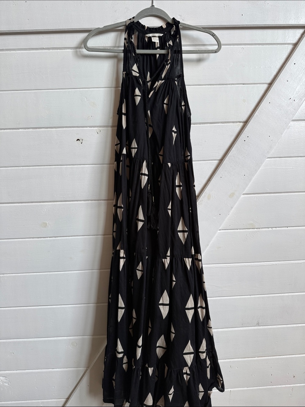 Black & Cream Geometric Halter Maxi Dress H&M